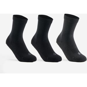 Hoge sportsokken voor kinderen rs 160 zwart/grijs set van 3 paar