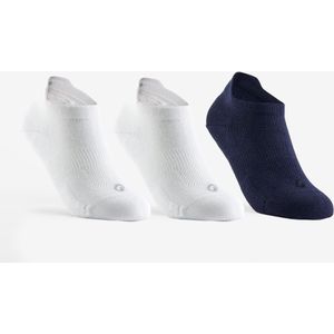 Sportsokken rs 160 kinderen laag 3 paar wit/marineblauw