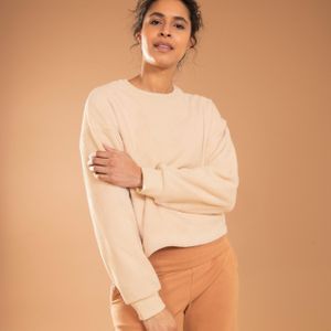 Fleece sweater voor yoga en meditatie cocoon beige