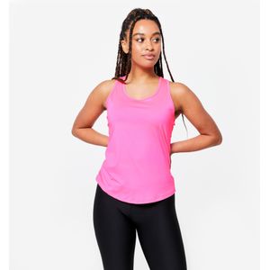 Fitness-tanktop y-rug dames neonroze