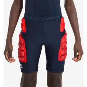Beschermende rugbyondershort voor kinderen r500 decathlon en canterbury blauw
