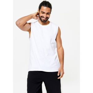 Stretch tank top voor fitness heren 500 wit