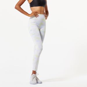 Modellerende fitness legging voor dames 520 anijsgeel met print