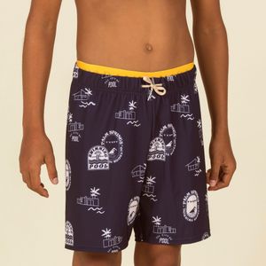 Lange zwemshort voor jongens 100 pool marineblauw/oker