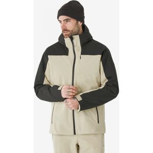 Warme en waterdichte ski- en snowboardjas voor heren jkt 500 beige/zwart