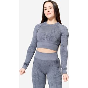 Cropped shirt met lange mouwen voor dames grijs