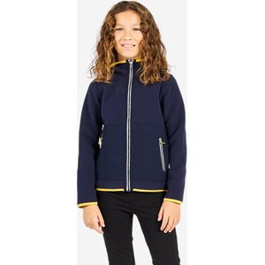 Warme en omkeerbare fleece jas voor zeilen kinderen 500 marineblauw mosterdgeel