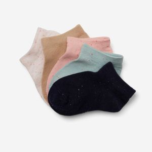 Lage sokken voor kinderen set van 5 basic roze/beige/blauw