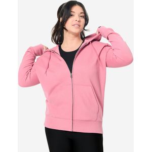 Fitnesshoodie met rits voor dames oudroze