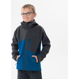 Softshell jas voor wandelen mh550 blauw en grijs kinderen 7-15 jaar