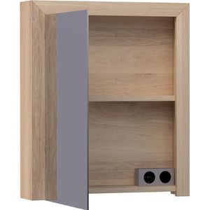 BRAUER Massief eiken Spiegelkast - 60x70x15cm - 1 linksdraaiende spiegeldeur - Hout Smoked oak 70451LSOG