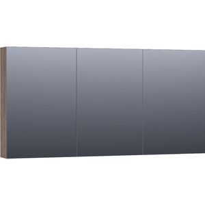 BRAUER Impress spiegelkast - 140x70x15cm - zonder verlichting - met 3 dubbelzijdige spiegeldeuren - Grove SK-IM140GR