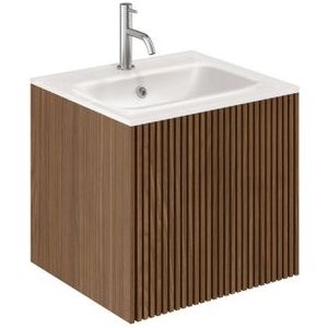 Crosswater Limit Badkamermeubelset - 50x45x45cm - 1 lade - glazen wastafel - Royal Walnut SW1026436/SW487189