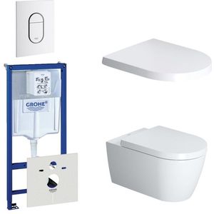 Duravit Starck Me Toiletset - inbouwreservoir - diepspoel - wandcloset - softclose - bedieningsplaat verticaal - wit 0729205/0729242/0293433/0293435/