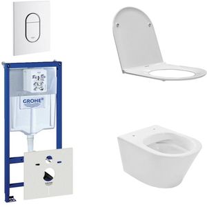 Praya Vesta Toiletset - spoelrandloos - inbouwreservoir - softclose - quickrelease - bedieningsplaat verticaal - wit 0729205/0729242/sw95748/sw96079/