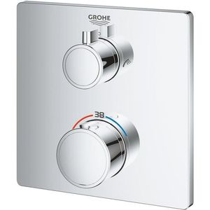 GROHE Grohtherm afbouwdeel voor inbouw badkraan thermostatisch met omstel douche en baduitloop rechthoekig chroom 24080000