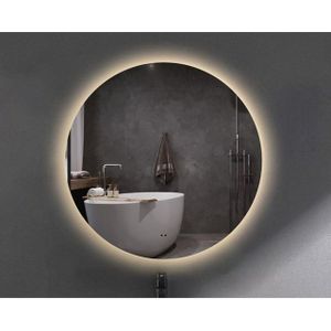 Circle badkamerspiegel rond diameter 60cm met indirecte LED verlichting met spiegelverwarming en touch schakelaar