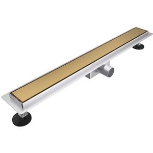 Fortifura Galeria douchegoot - 70cm - gesloten rooster - vloerflens - Geborsteld Messing PVD (Goud) SW679909/SW1075336