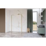 Fortifura Galeria Vrijstaande Inloopdouche - 110x200cm - Glas mat - antikalk - 8mm veiligheidsglas - 2 zijwanden 30cm - wandsteunen en hoekprofielen - Geborsteld Messing PVD (Goud) SW927770 2x/SW915251/SW797931 2x/SW798731 2x