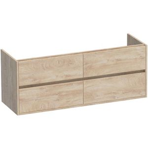 BRAUER Nexxt Wastafelonderkast - 140x46x55cm - 4 greeploze softclose lades - 2 sifonuitsparingen - MFC - sahara 1686