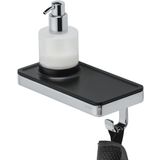 Geesa Frame Zeepdispenser met planchet en handdoekhaak Zwart / Chroom 9188160206