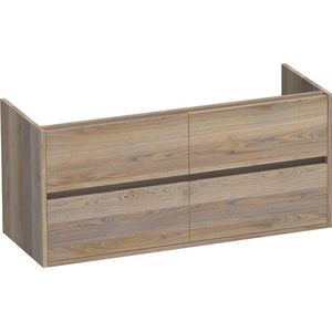 BRAUER Nexxt Wastafelonderkast - 120x46x55cm - 4 greeploze softclose lades - 2 sifonuitsparingen - hout - Vintage oak 1074VOG