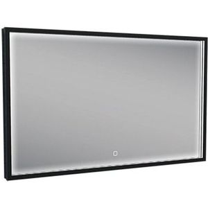 Wiesbaden Avi spiegel rechthoek met LED, dimbaar en spiegelverwarming 100 x 60 cm mat zwart 38.4192