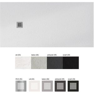 Xenz Soft douchevloer 140x90x3 incl. sealing tape, rvs square drain, mat zwart STS090140ST-29-52