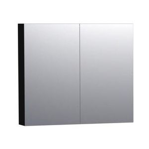 BRAUER Dual Spiegelkast - 80x70x15cm - 2 links- rechtsdraaiende spiegeldeur - MDF - mat zwart 7182