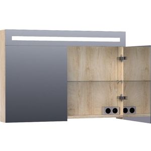 BRAUER Double Face Spiegelkast - 100x70x15cm - verlichting - geintegreerd - 2 links- rechtsdraaiende spiegeldeur - MFC - sahara 7371