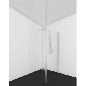 Van Rijn Products ST01 Vaste wand breedte incl. RVS paal 50 Ø 104 cm B. 200 cm H. 8 mm helder clearglas. RVS U-profiel ST01100INL