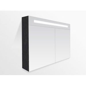 BRAUER 2.0 Spiegelkast - 100x70x15cm - verlichting geintegreerd - 2 links- en rechtsdraaiende spiegeldeuren - MFC - black wood 7211