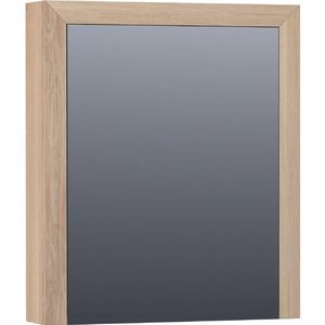BRAUER Massief eiken Spiegelkast - 60x70x15cm - 1 rechtsdraaiende spiegeldeur - Hout Smoked oak 70451RSOG
