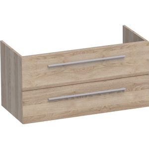 BRAUER EX WastafelOnderkast - 100x46x50cm - 2 softclose lades - zonder greep - 1 sifonuitsparing - MFC - legno calore 1330