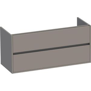 BRAUER Nexxt Wastafelonderkast - 120x46x55cm - 2 greeploze softclose lades - 2 sifonuitsparingen - MDF - mat taupe 1624