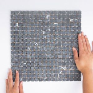 The Mosaic Factory Natural Stone mozaïektegel - 30.2x30.2cm - wand en vloertegel - Vierkant - Marmer Nero Anticato Mat NMS925