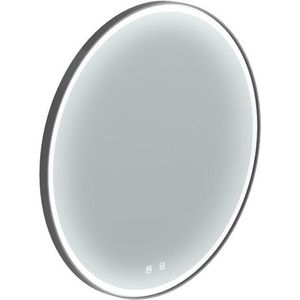Thebalux Type M spiegel 80x80cm rond met verlichting en spiegelverwarming led zwart aluminium 4SP80044Z