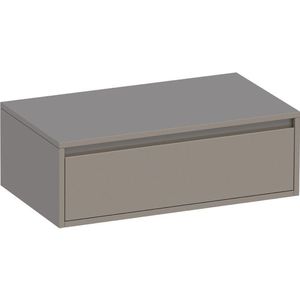 Saniclass Thin Wastafelonderkast - 80x46x27cm - 1 greeploos lade - 0 sifonuitsparing - MDF - hoogglans taupe 1753