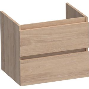 Saniclass Solution Wastafelonderkast - 60x46x50cm - 2 softclose greeploze lades - 1 sifonuitsparing - hout - Smoked oak OK-MES60SO