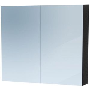 BRAUER Dual Spiegelkast - 80x70x15cm - 2 links- rechtsdraaiende spiegeldeur - MFC - black wood 7767