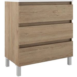 Adema Chaci PLUS Wastafelonderkast - 80x86x46cm - 3 lades - Geintegreerde greep - MFC - kaneel (hout) 084442