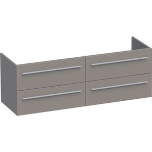 BRAUER EX WastafelOnderkast - 140x46x50cm - 4 softclose lades - zonder greep - 2 sifonuitsparingen - MDF - mat taupe 1266