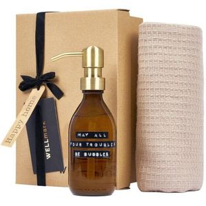 Wellmark CA giftbox - handzeep 250ml - theedoek 50x70cm beige 8720938454226