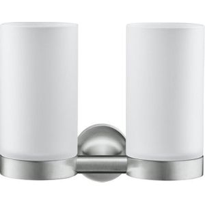 Duravit Starck T Tandenborstelhouder - dubbel - matglas - RVS geborsteld 0099487000