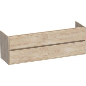 BRAUER Nexxt Wastafelonderkast - 160x46x55cm - 4 greeploze softclose lades - 2 sifonuitsparingen - MFC - sahara 1687