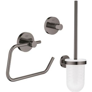 GROHE Essentials Toilet accessoireset 3-delig met toiletborstelhouder, handdoekhaak en toiletrolhouder zonder klep Hard graphite sw99000/sw99024/sw99040/