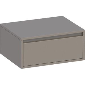 Saniclass Thin Wastafelonderkast - 60x46x27cm - 1 greeploos lade - 0 sifonuitsparing - MDF - hoogglans taupe 1751