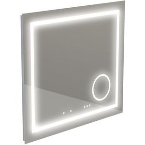 Thebalux Type I spiegel 80x75cm Rechthoek met verlichting, bluetooth en spiegelverwarming incl vergrotende spiegel led aluminium 4SP80020
