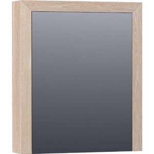 BRAUER Rise spiegelkast - 60x70x15cm - zonder verlichting - met 1 rechtsdraaiende dubbelzijdige spiegeldeur lamellen eiken wit SK-RI60RLEW