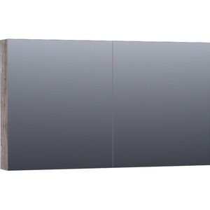 BRAUER Plain Spiegelkast - 120x70x15cm - 2 links/rechtsdraaiende spiegeldeuren - MFC - grey Canyon SK-PL120GC